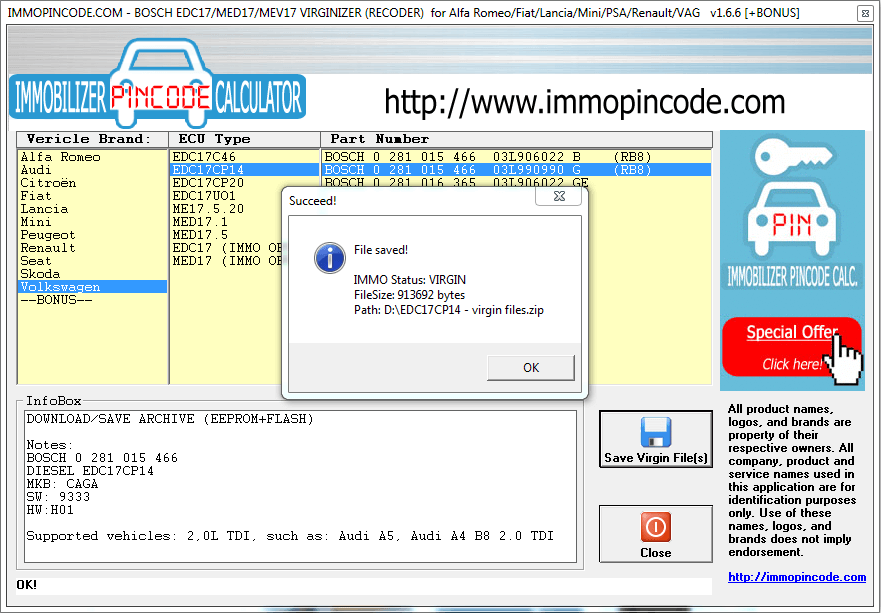 immobilizer pin code calculator software